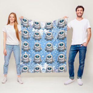 Yeti Permanent Cute Kawaii Snöflingor Mönster Fleecefilt