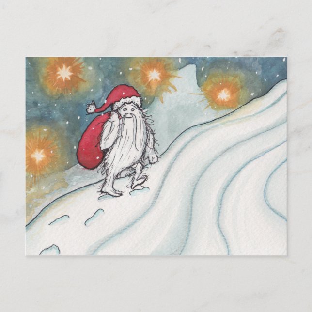 Yeti Santa Helg Vykort (Framsida)