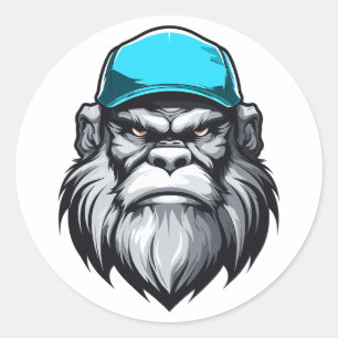 Yeti Sasquatch Bigfoot Grått Grandpa Character Runt Klistermärke