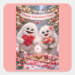 Yeti Sasquatch Par Valentine's Day Klistermärken