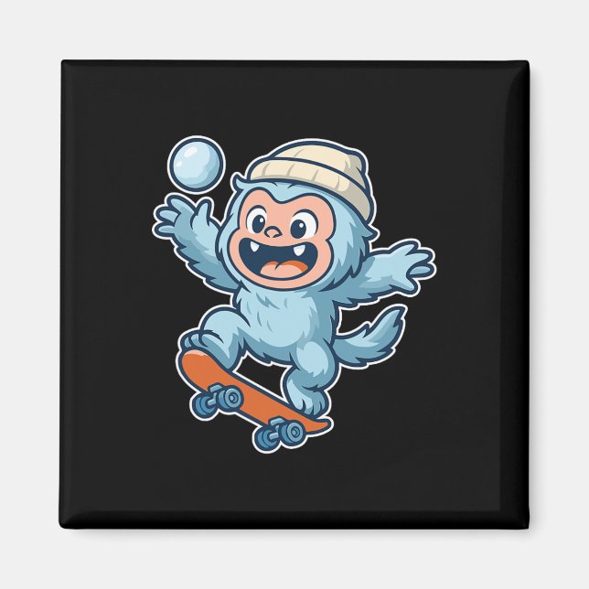 Yeti Snowll Skateboard Fun  Magnet (Framsidan)