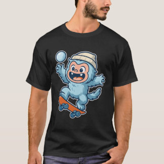 Yeti Snowll Skateboard Fun  T Shirt