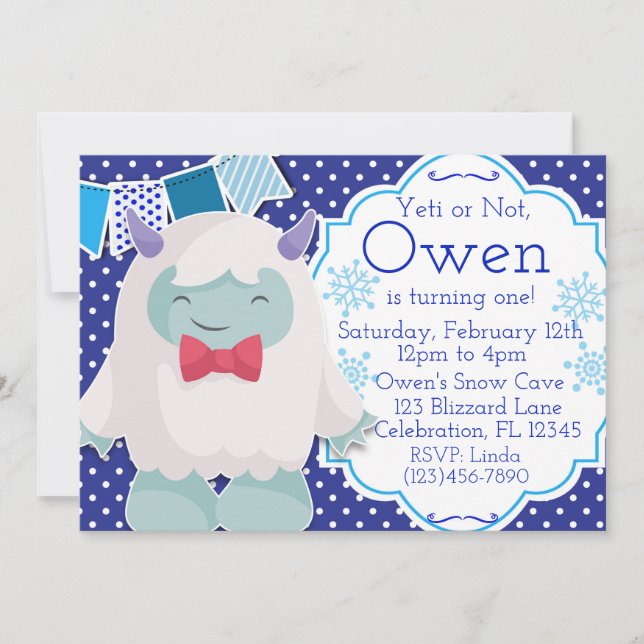 Yeti till Celebrate Boys avskyvärda födelsedagen S Inbjudningar (Framsida)