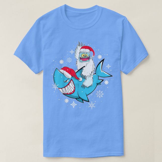 Yeti to Party Shark Santa Hat jul Pajama Xma T Shirt (Design framsida)