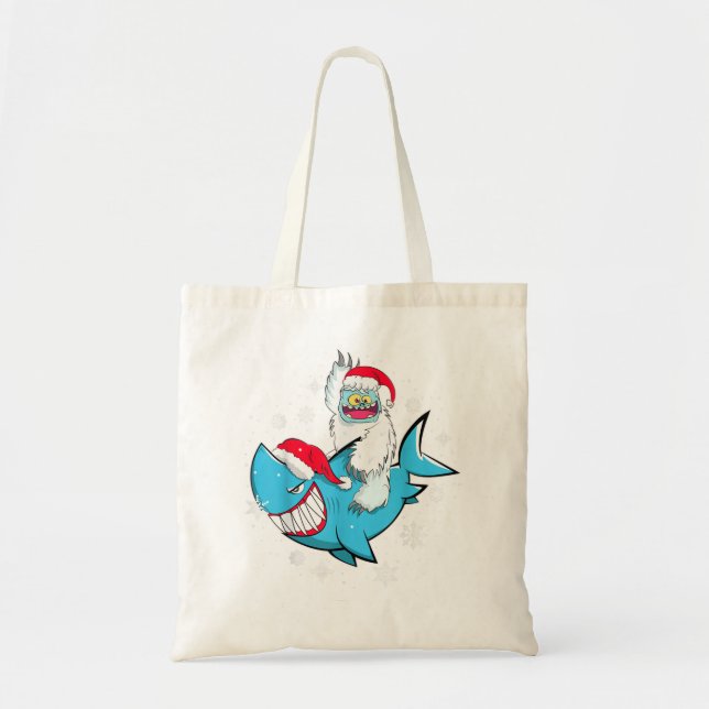 Yeti to Party Shark Santa Hat jul Pajama Xma Tygkasse (Framsidan)