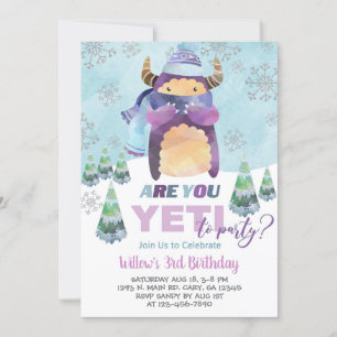 Yeti vinterflickfödelsedag inbjudan, Yeti-inbjudan Inbjudningar