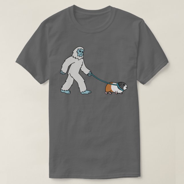Yeti Walking Guinea Gris Cryptozoology Pet T Shirt (Design framsida)
