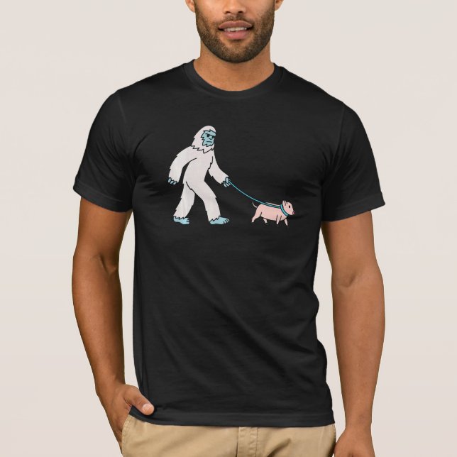 Yeti Walking Mini Gris Cryptozoology Pet T Shirt (Framsida)