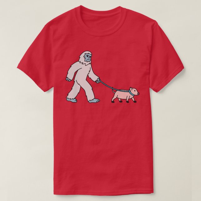 Yeti Walking Mini Pig Cryptozoology Pet Premium  T Shirt (Design framsida)