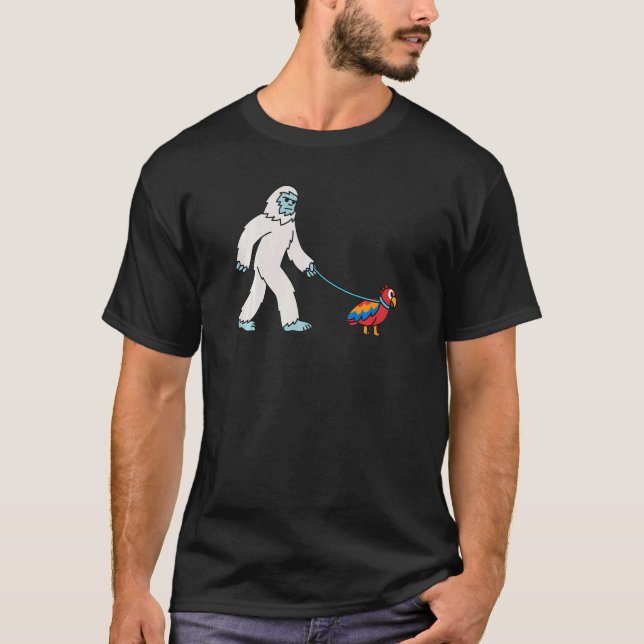 Yeti Walking Parrot Bird Cryptozoology Pet T Shirt (Framsida)