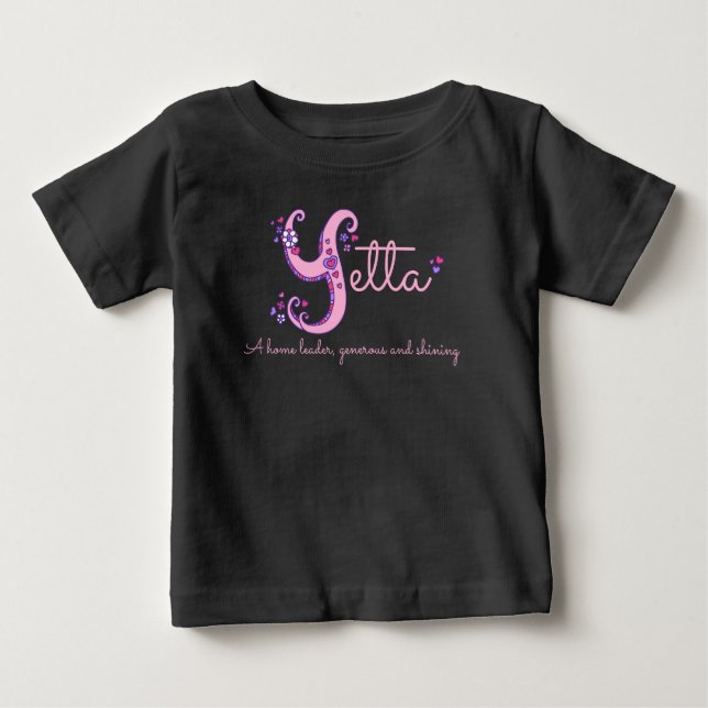 Yetta-flickorna namn betyder Y monogram-hjärtan Tee Shirt (Framsida)