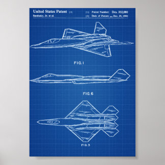 YF-23 Flygplanspatent - blåkopia Poster