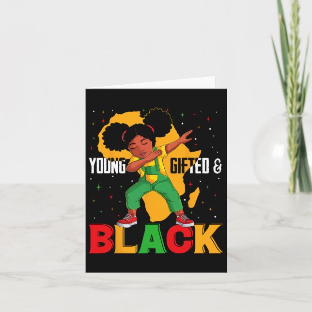 Yftad och svart dabbing Girl Black History Kort (Framsida)