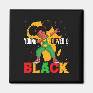 Yftad och svart dabbing Girl Black History Magnet