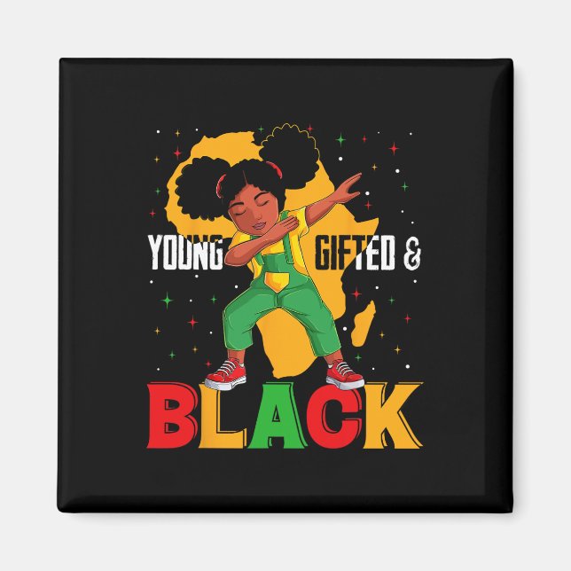 Yftad och svart dabbing Girl Black History Magnet (Framsidan)
