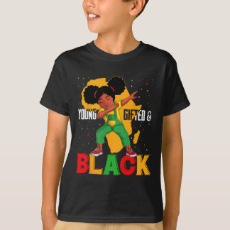 Yftad och svart dabbing Girl Black History T Shirt