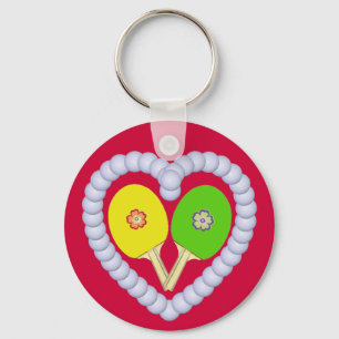 YG Ping Pong Flower Heart Nyckelring