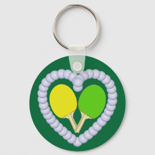 YG Ping Pong Paddle Heart Nyckelring