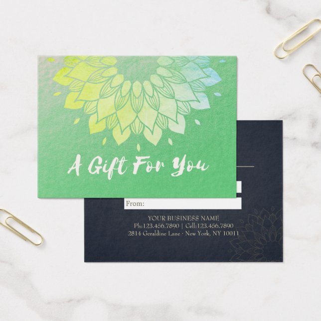 YGA-instruktör Gift-certifikat Gold Foil Mandala Visitkort (Kontor)