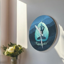 YGA-instruktör Meditation Pose Bodhi Löv Klipp kon Rund Klocka