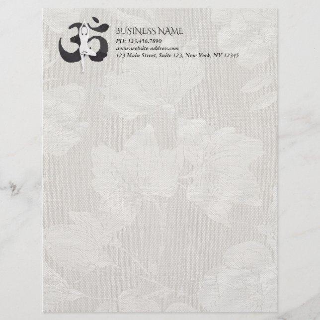 YGA-instruktör Watercolor Meditation Pose Om-tecke Brevhuvud (Framsida)