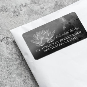 YGA Meditation Reiki-instruktör Black White Lotus Adressetikett