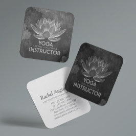 YGA Meditation Reiki-instruktör Black White Lotus Fyrkantigt Visitkort