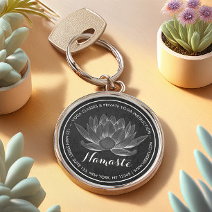 YGA Meditation Reiki-instruktör Black White Lotus Rund Silverfärgad Nyckelring