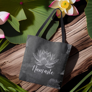 YGA Meditation Reiki-instruktör Black White Lotus Tygkasse