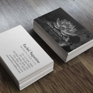 YGA Meditation Reiki-instruktör Black White Lotus Visitkort