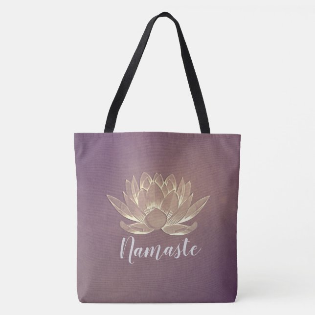 YGA Meditation Reiki-Lila Guld Lotus Tygkasse (Framsida)