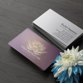 YGA Meditation Reiki-Lila Guld Lotus Visitkort