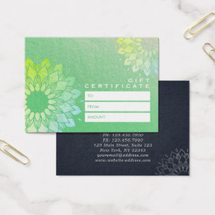 YGA Studio-gåvsintyg Guld Mandala Flowers Visitkort
