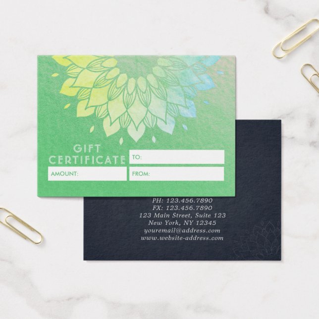 YGA Studio-gåvsintyg Guld Mandala Flowers Visitkort (Kontor)