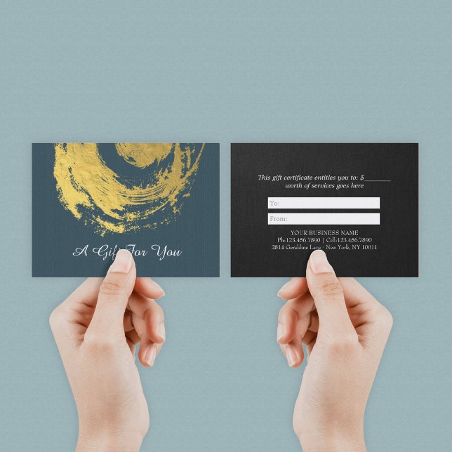 YGA-symbol för massage Gift-certifikat Blue Guld Z Rabattkort (Skapare uppladdad)