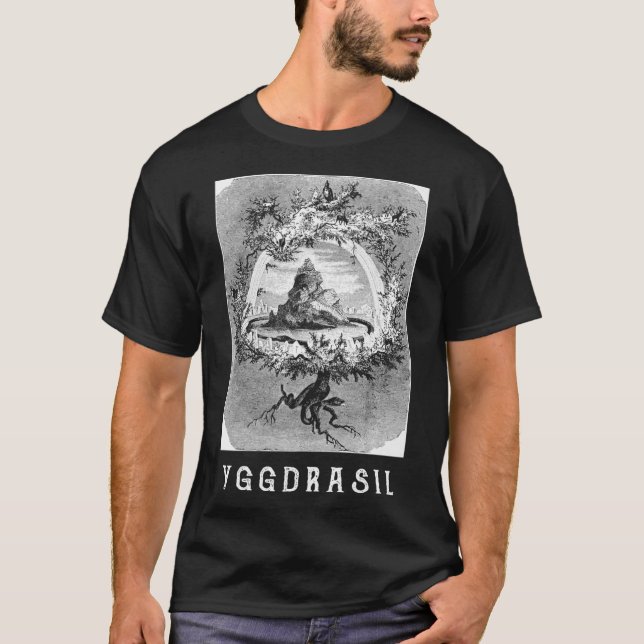 Yggdrasil Ash Träd Edda Valhalla Norse Cosmology T Shirt (Framsida)
