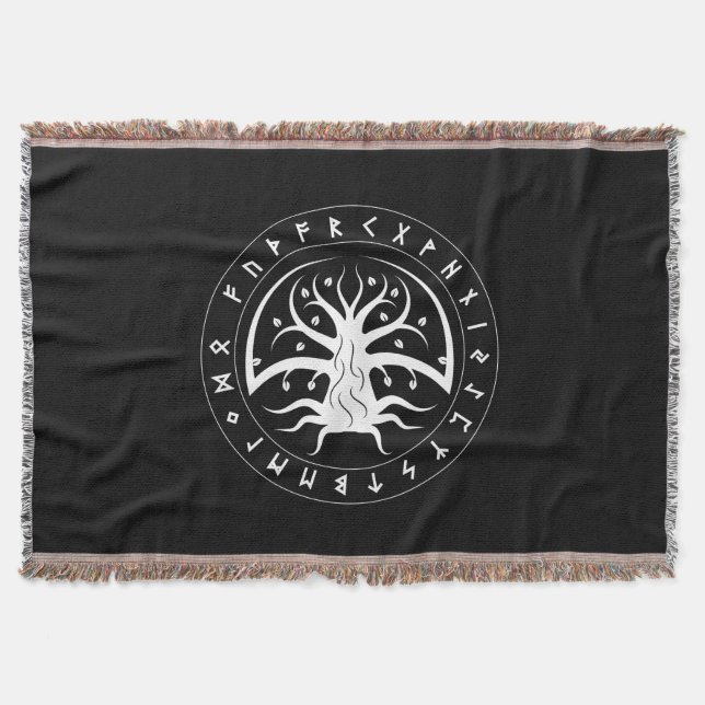 Yggdrasil Circle Runes Kast Blankett Filt (Framsidan)