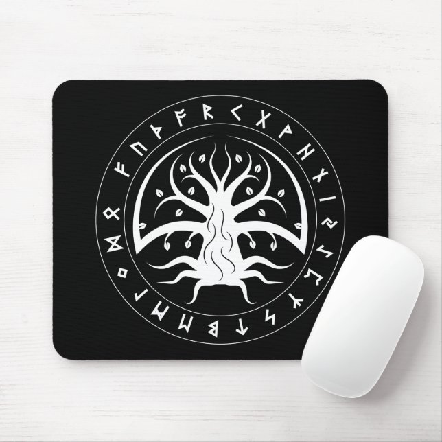 Yggdrasil Circle Runes Mouse Pad Musmatta (Med mus)