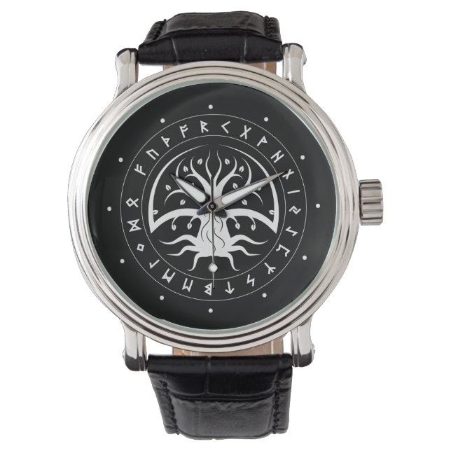 Yggdrasil Circle Runes Watches (punkter) Armbandsur (Framsida)