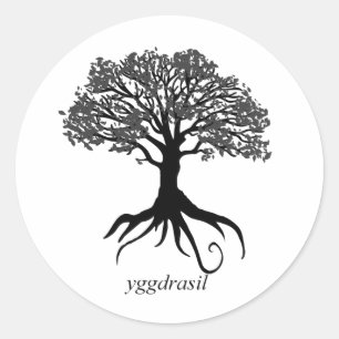 Yggdrasil Livets träd Runt Klistermärke