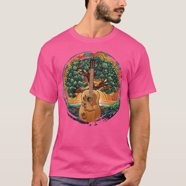 Yggdrasil Nature Musician Livets träd Acoustic Gu T Shirt (Framsida)