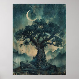 Yggdrasil Norse Samhain Halloween Nordic Poster