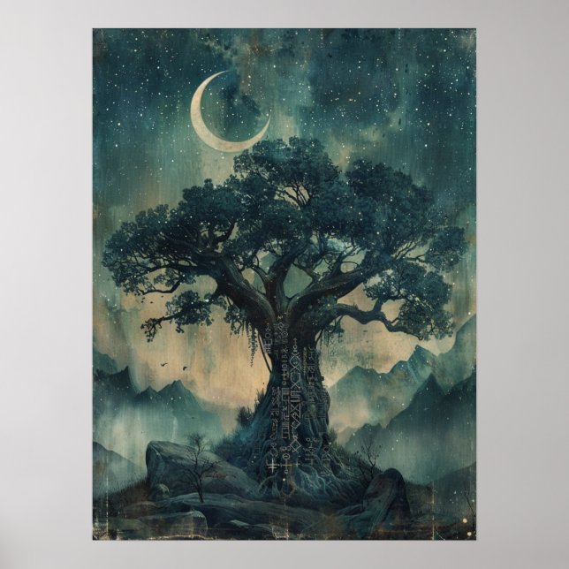 Yggdrasil Norse Samhain Halloween Nordic Poster (Framsidan)