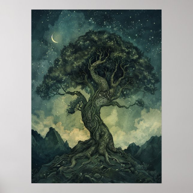 Yggdrasil Norse Samhain Halloween Nordic Poster (Framsidan)