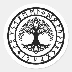 Yggdrasil - Rune Circle Runt Klistermärke