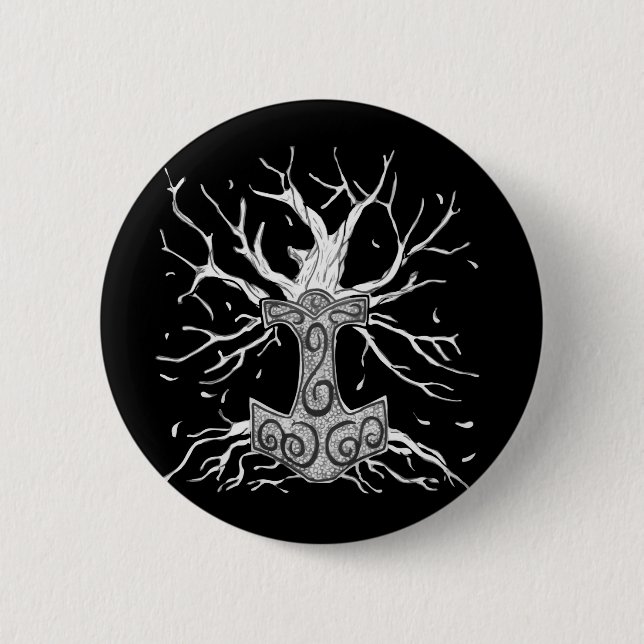 Yggdrasil, Träd av nio världar och Mjolnir Knapp (Framsida)