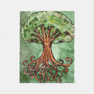Yggdrasil Träd Norse Mythology Watercolor Fleecefilt