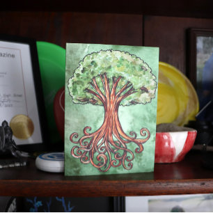 Yggdrasil Träd Norse Mythology Watercolor Kort