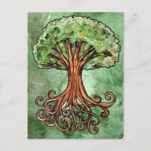 Yggdrasil Träd Norse Mythology Watercolor Vykort