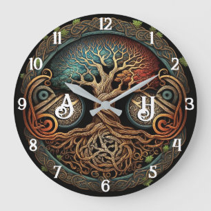 Yggdrasil Viking Livets träd Stor Klocka